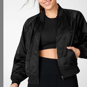 NWT Fabletics Bomber Jacket Size L Black